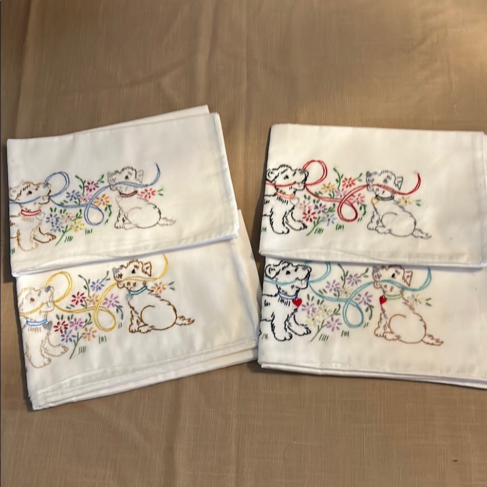 Embroidered Dog Design pillow cases